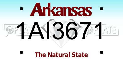 1AI3671 Arkansas License Plate