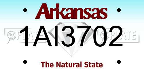 1AI3702 Arkansas License Plate