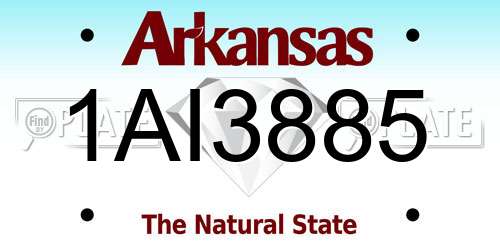1AI3885 Arkansas License Plate