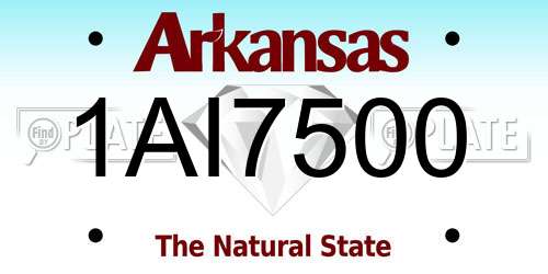 1AI7500 Arkansas License Plate