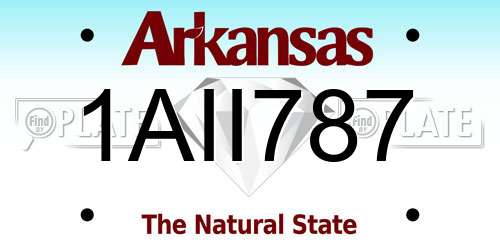 1AII787 Arkansas License Plate