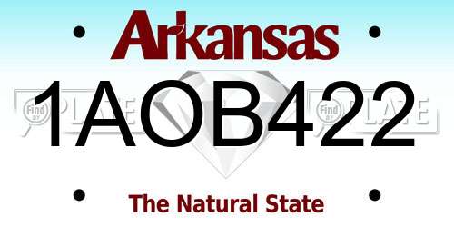 1AOB422 Arkansas License Plate