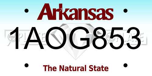 1AOG853 Arkansas License Plate