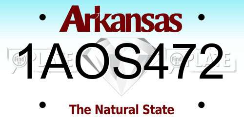 1AOS472 Arkansas License Plate