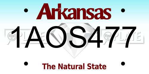1AOS477 Arkansas License Plate