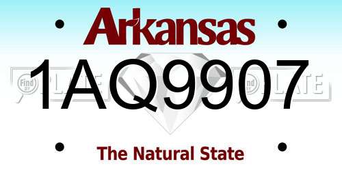 1AQ9907 Arkansas License Plate