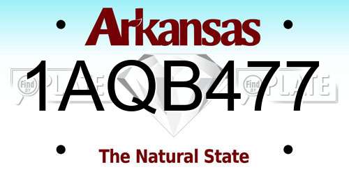 1AQB477 Arkansas License Plate