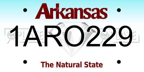 1ARO229 Arkansas License Plate