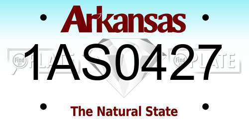 1AS0427 Arkansas License Plate