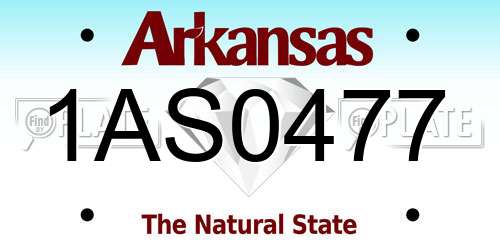 1AS0477 Arkansas License Plate