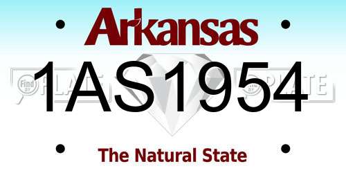 1AS1954 Arkansas License Plate