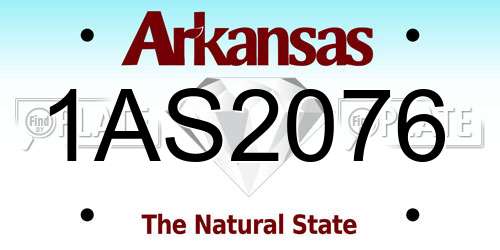 1AS2076 Arkansas License Plate