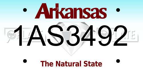 1AS3492 Arkansas License Plate