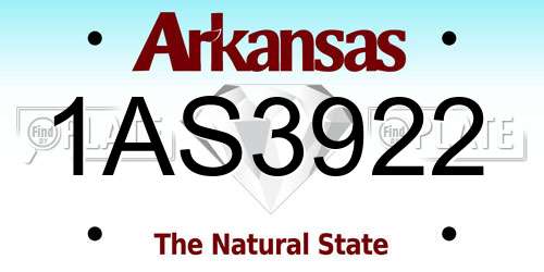 1AS3922 Arkansas License Plate