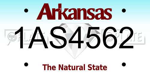 1AS4562 Arkansas License Plate