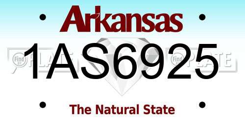 1AS6925 Arkansas License Plate