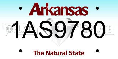 1AS9780 Arkansas License Plate
