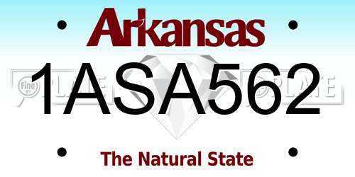1ASA562 Arkansas License Plate