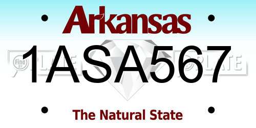 1ASA567 Arkansas License Plate