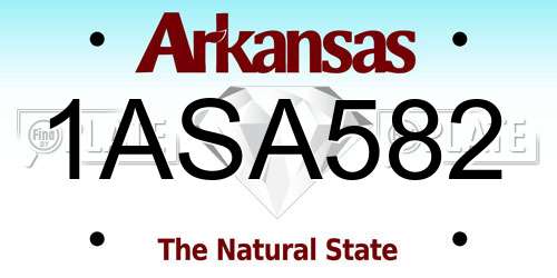 1ASA582 Arkansas License Plate