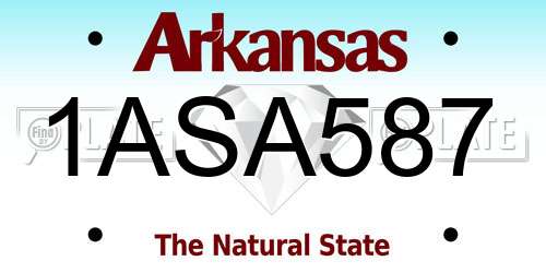 1ASA587 Arkansas License Plate