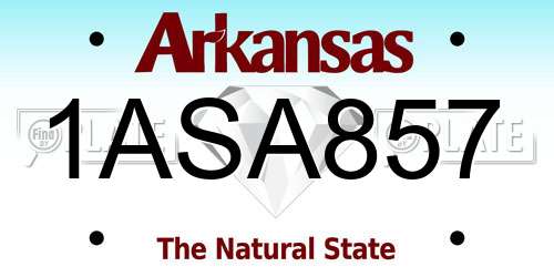 1ASA857 Arkansas License Plate