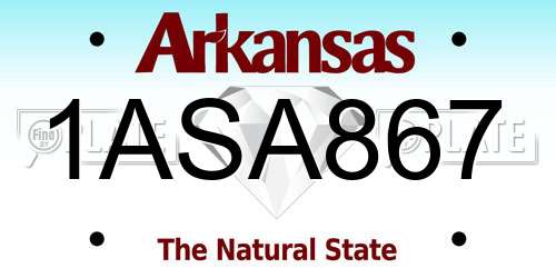 1ASA867 Arkansas License Plate