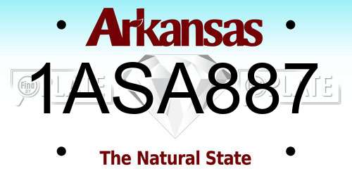 1ASA887 Arkansas License Plate