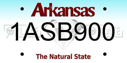 1ASB900 Arkansas License Plate