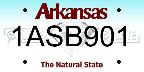 1ASB901 Arkansas License Plate