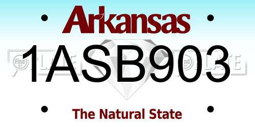 1ASB903 Arkansas License Plate