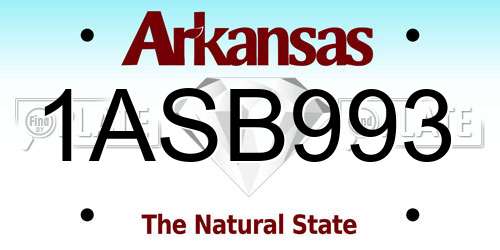 1ASB993 Arkansas License Plate