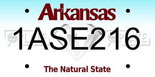1ASE216 Arkansas License Plate