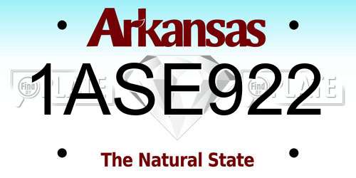 1ASE922 Arkansas License Plate