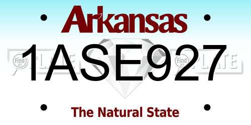 1ASE927 Arkansas License Plate