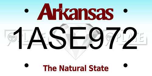 1ASE972 Arkansas License Plate
