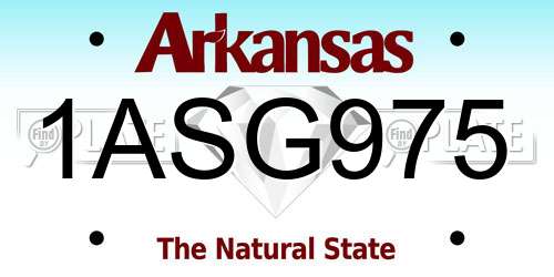 1ASG975 Arkansas License Plate