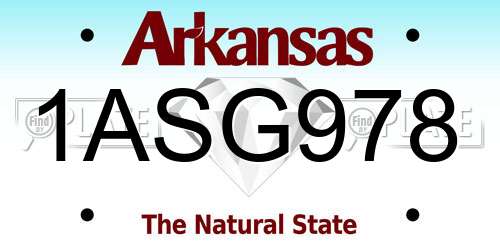 1ASG978 Arkansas License Plate