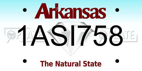 1ASI758 Arkansas License Plate