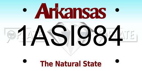 1ASI984 Arkansas License Plate