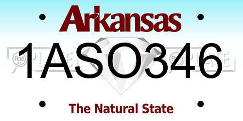 1ASO346 Arkansas License Plate