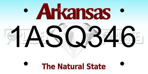 1ASQ346 Arkansas License Plate