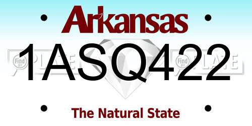 1ASQ422 Arkansas License Plate