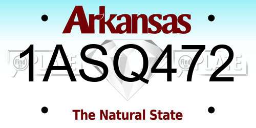 1ASQ472 Arkansas License Plate