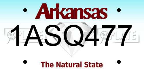 1ASQ477 Arkansas License Plate