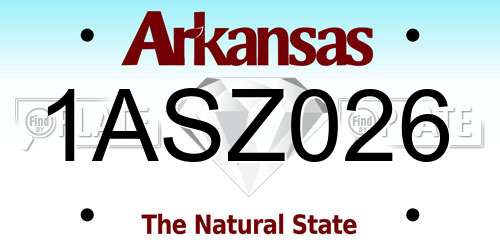 1ASZ026 Arkansas License Plate