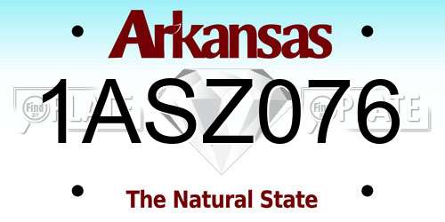 1ASZ076 Arkansas License Plate