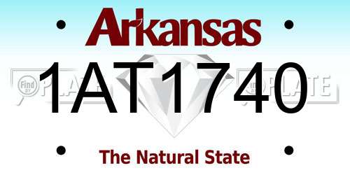 1AT1740 Arkansas License Plate