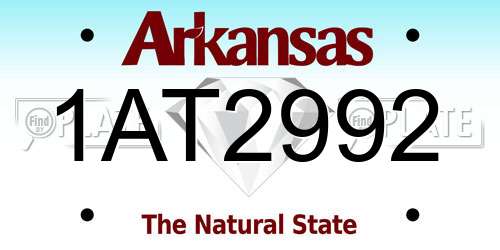 1AT2992 Arkansas License Plate