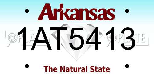 1AT5413 Arkansas License Plate